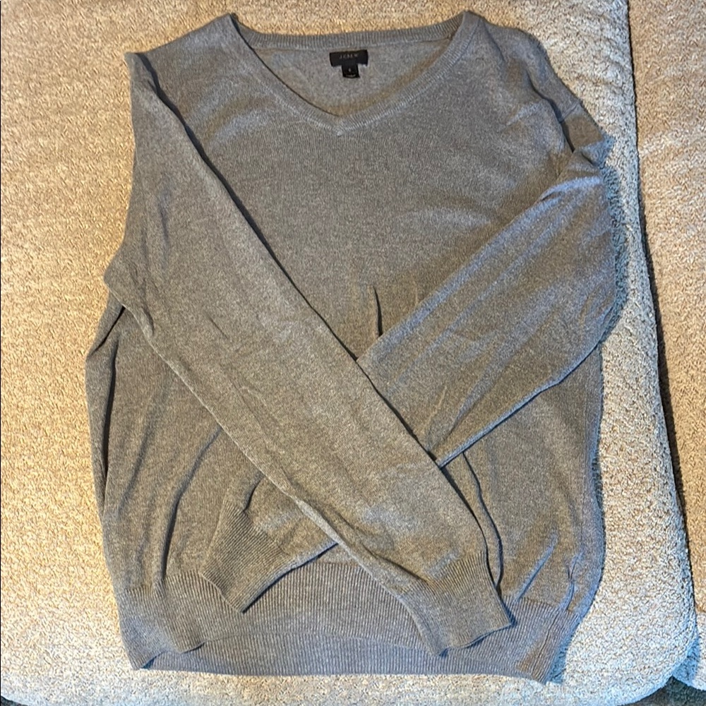 J. Crew Gray V-Neck Sweater Knit Casual